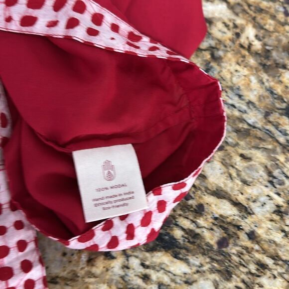 Kozii Red Modal V-Neck Short Sleeve Tunic Size M - Picture 7 of 7